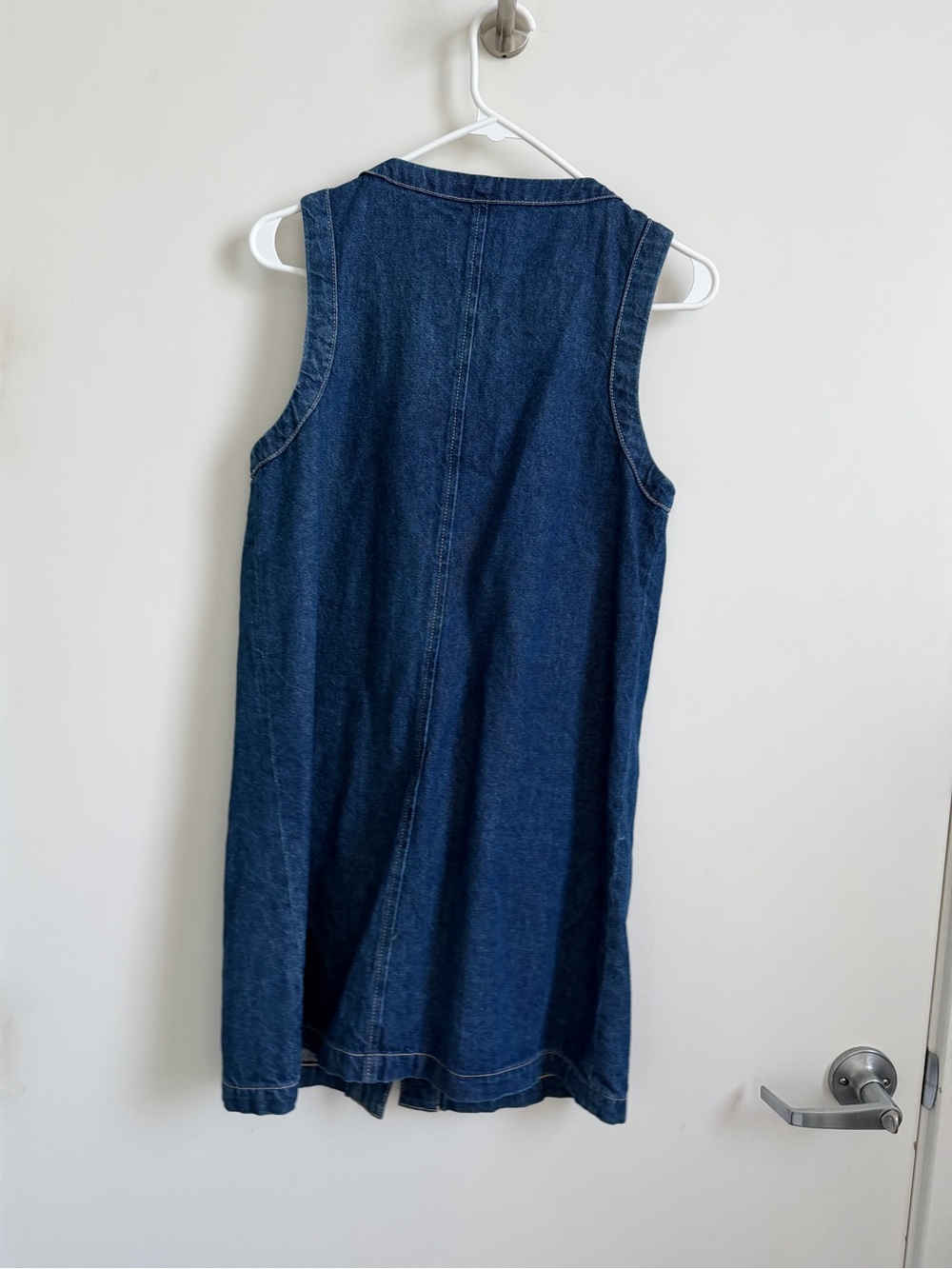 Reformation Denim Gold Button Sleeveless Mini Dress Size 2 - Picture 3 of 3